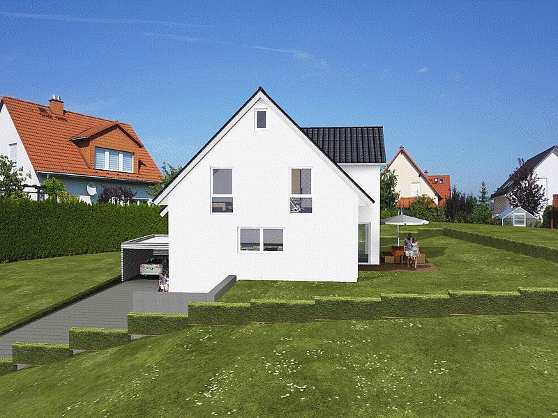 Kreative Neubauplanung für ein Hanggrundstück in Lübbecke