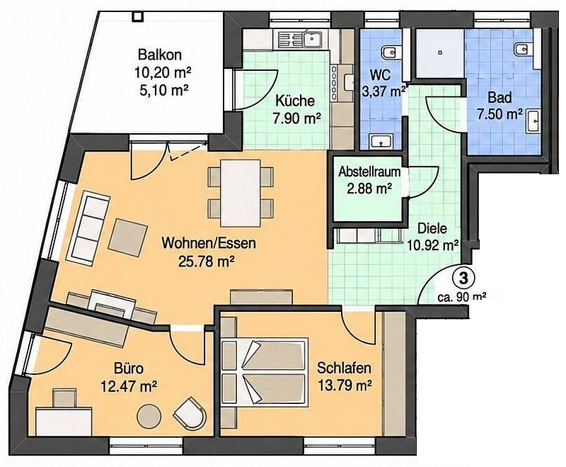 RESERVIERT! NEU! Komfortable 3-Zimmerwohnung mit überdachtem Süd-/Westbalkon in Eidinghausen!