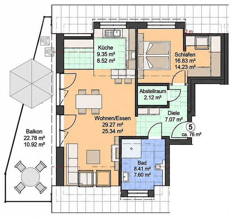 NEU! Top-2-Zimmerwohnung mit großer Dachterrasse nach Süden!