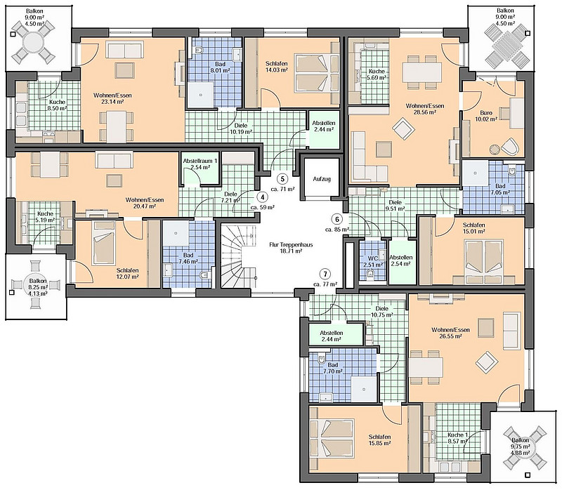 NEU! 3 Zimmer-Neubauwohnung mit überdachtem Süd-/Westbalkon!