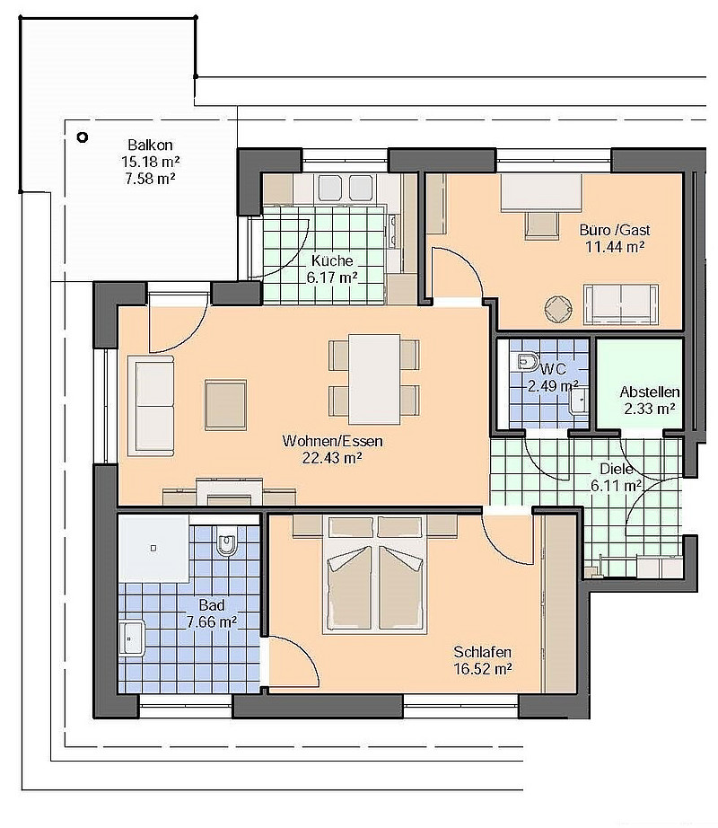 Helle Neubauwohnung in Minden mit Blick auf das Kaiser-Wilhelm-Denkmal