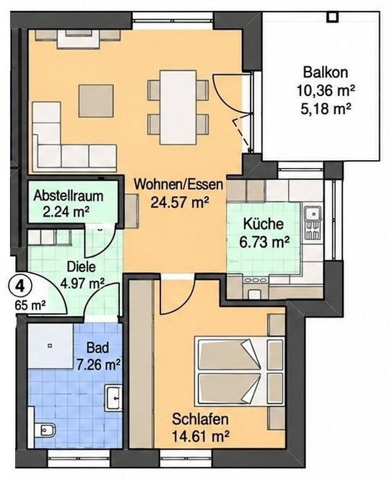 Erstbezug! Modernes Wohnen in 2-Zimmerwohnung in B.O.-Eidinghausen!