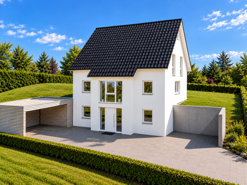 Kreative Neubauplanung für ein Hanggrundstück in Lübbecke